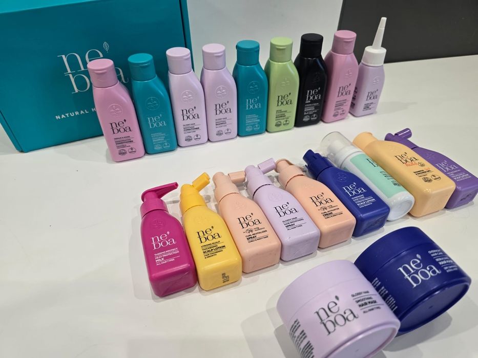 Nowy zestaw kosmetyków NEBOA. Szampon, odżywka, maska, spray.