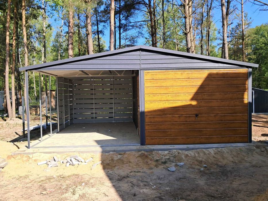 Garaż blaszany, wiata Wzmocniony PROFILAMI Producent SZYBKA REALIZACJA