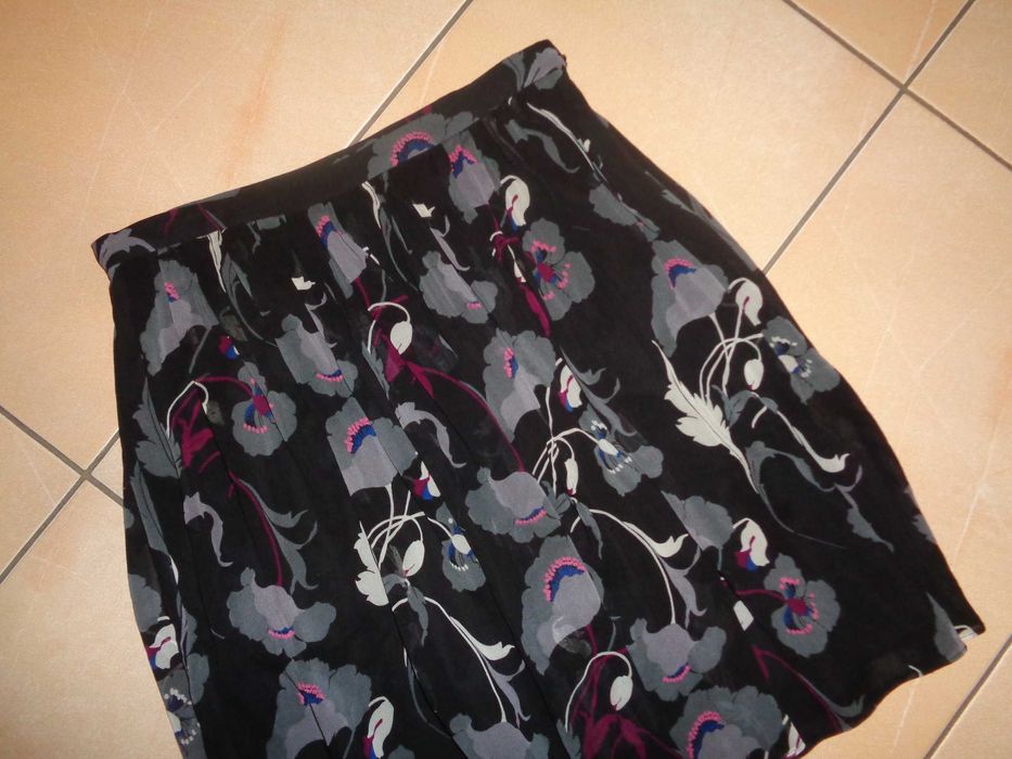 + DKNY oryg. jedwabna rozkloszowana spódnica spódniczka SILK jedwab