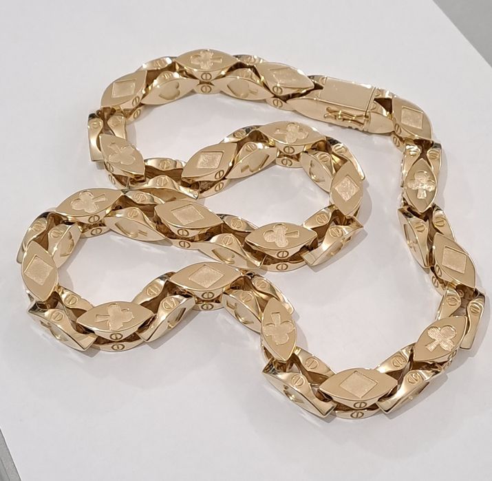 Złoty Łańcuch splot  Cartier Karciany 585 Nowy 67 cm