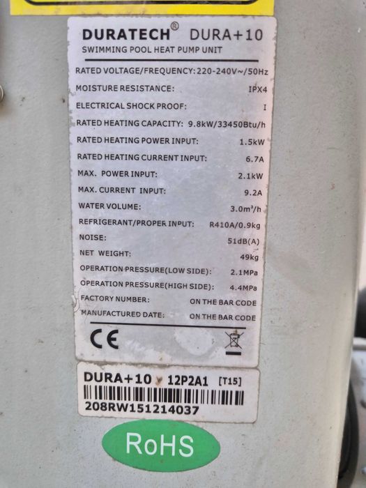 Bomba de Calor DURATECH DURA+10