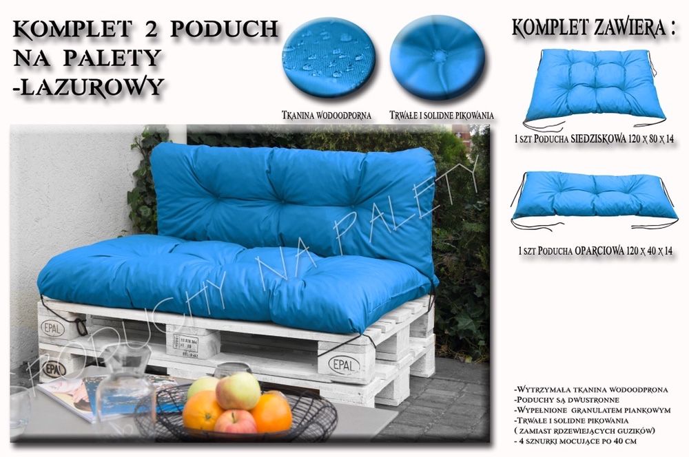 Poduszki na palety meble ogrodowe komplet 2 poduch