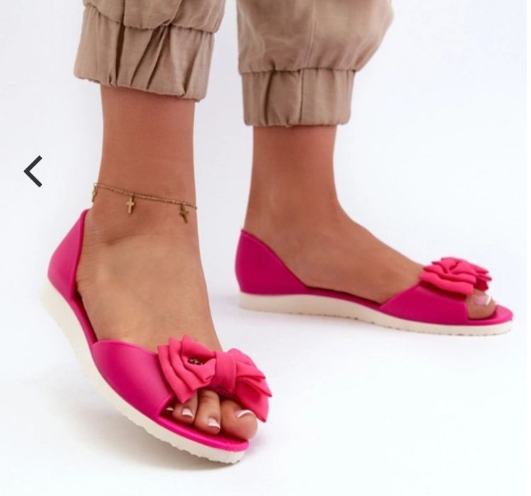 Baleriny damskie gumowe z kokardą 40 rozmiar