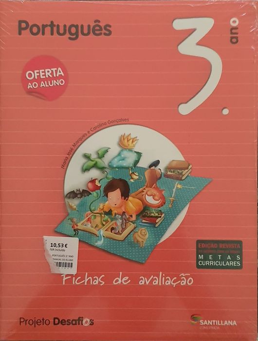 Livro de português +  fichas de avaliação + caderno de actividades 3° ano