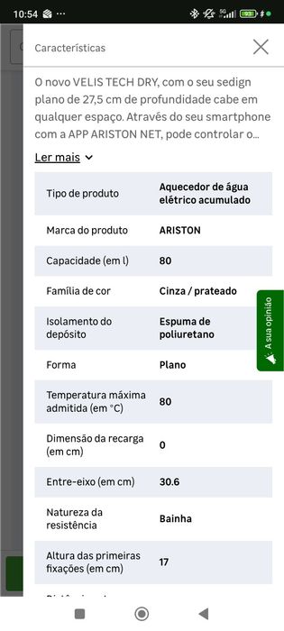 Termo acumulador Ariston WiFi 80L
