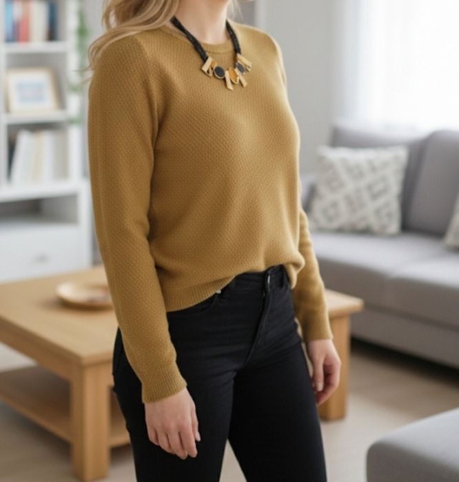 Sweterek,sweter musztardowy, M