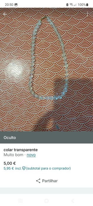 colar contas transparentes