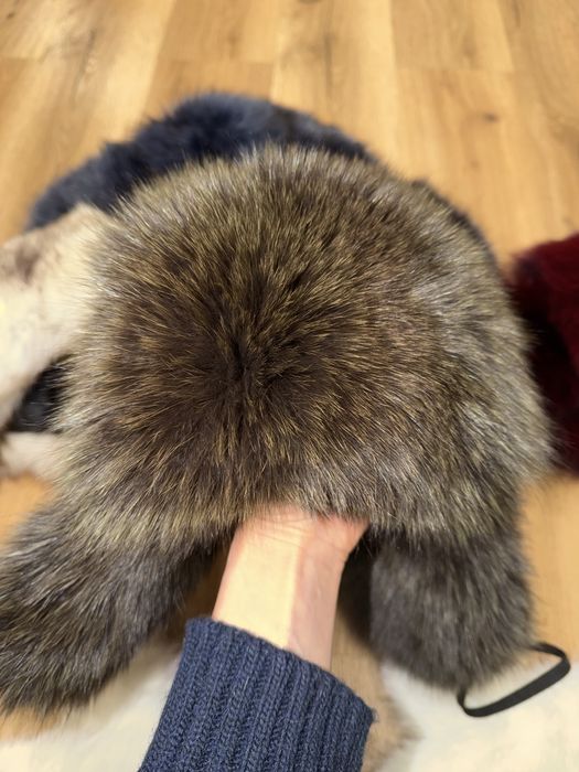 Шапка ушанка лиса белая синяя  зеленая бордовая