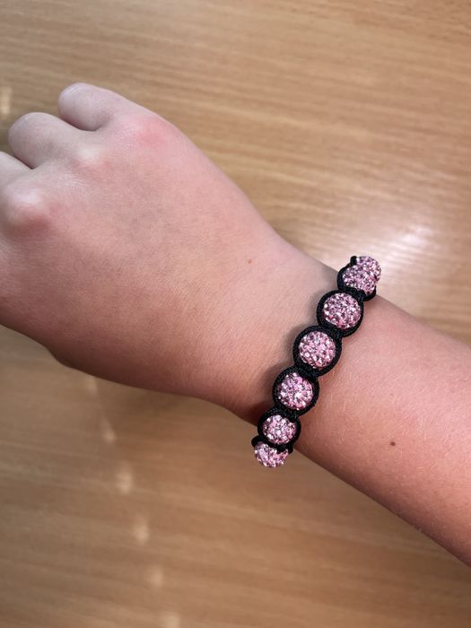 Браслет шамбала рожевий з блискітками