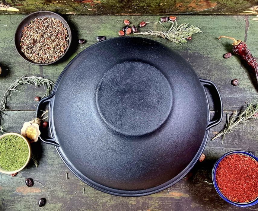 Узбецький казан/ казан wok/ чавунний казан/казан з кришкою сковородою