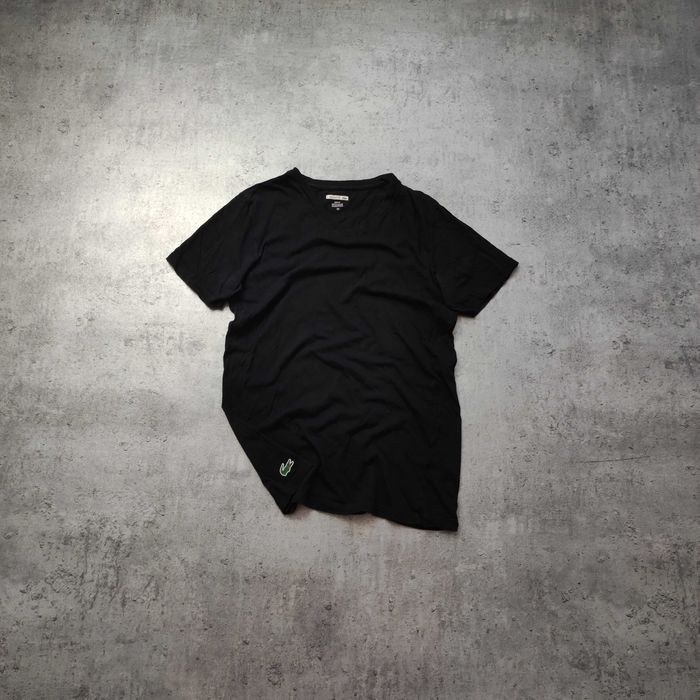 MĘSKA Koszulka PREMIUM Czarna Lacoste Małe Logo Underwear Kołnierzyk V
