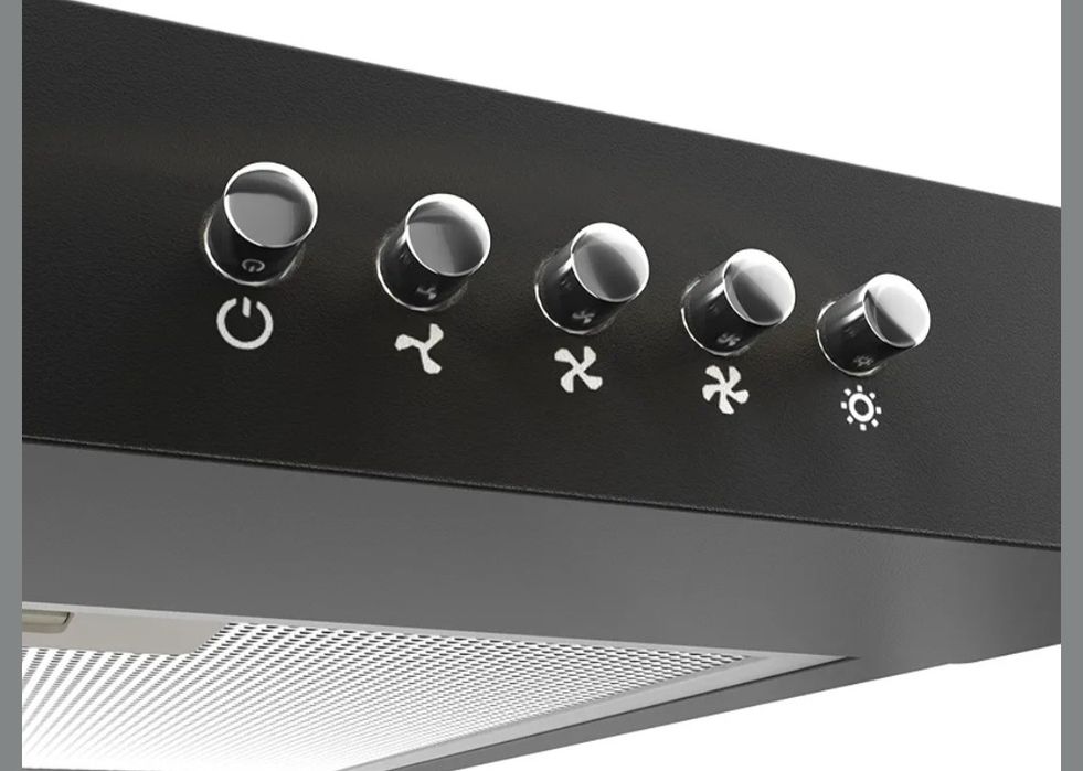 Exaustor Ciarra 60cm Classe A
- Design moderno em preto.
- Filtros metálicos laváveis.
- Il
