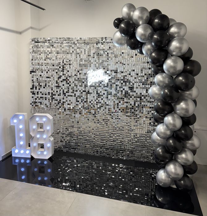 Ścianka zdjęciowa na 18 urodziny - Balony, Neon, Cyfry