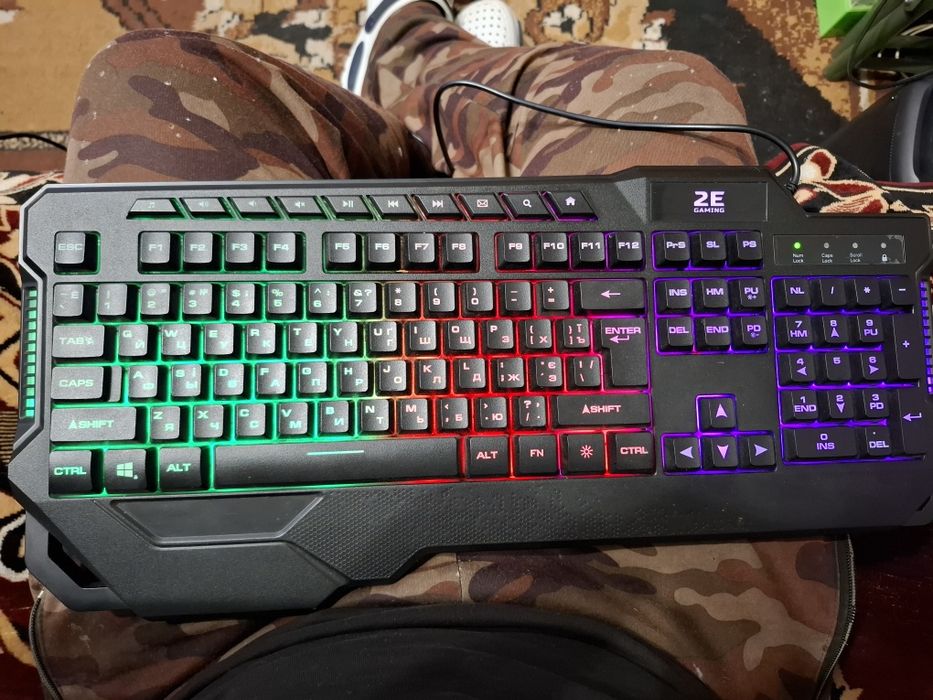 Клавіатура дротова ігрова 2E KG340 LED USB Black Ukr (2E-KG340UBK)