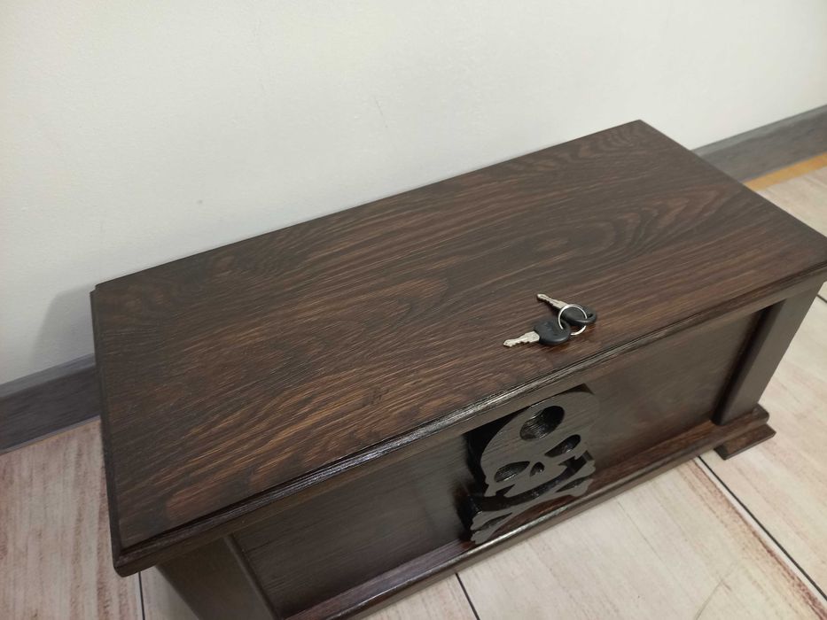 skrzynia Piracka z trupią czaszką - rustykalna, zamykana na kluczyk!!