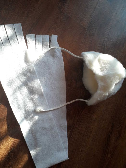 czapka puchowa ocieplana plus szalik