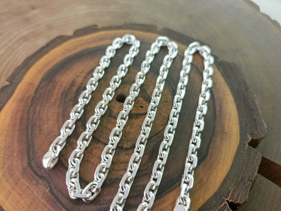 Серебряная Якорная цепочка с гранями. Мужская цепь.Срібний ланцюг Якір