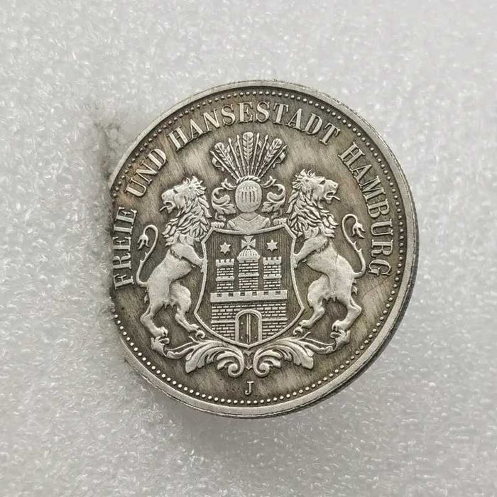 Монета 5 марок Германии Гамбург 1896 года