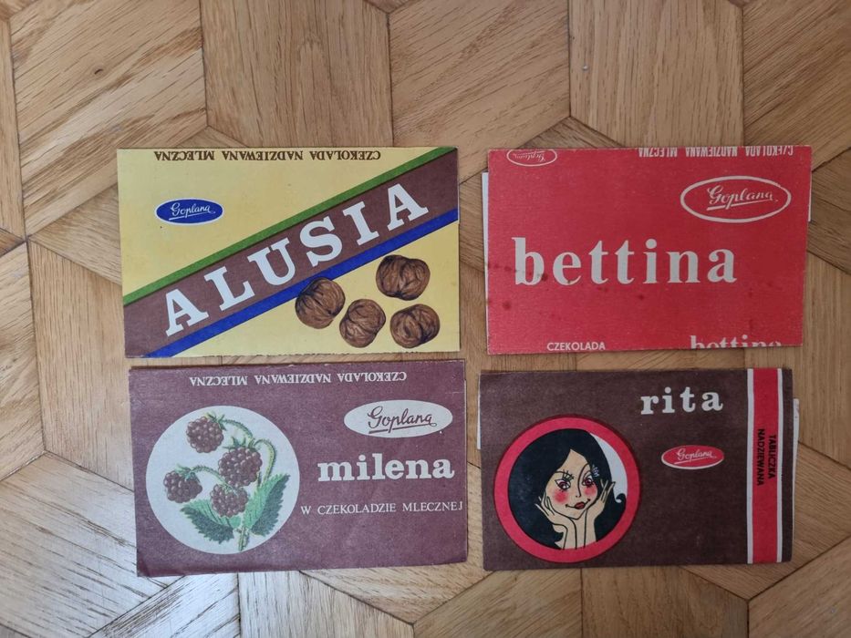 Stare opakowania po czekoladach Goplana z okresu PRL
