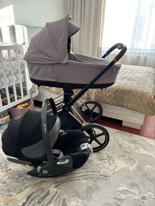 Коляска Cybex Priam 4.0 Gold та автокрісло Автокрісло Cybex Cloud Z i-Size Sepia Black