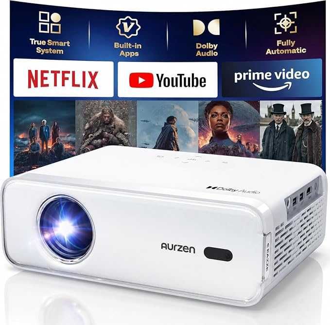 Projektor Rzutnik Aurzen EAZZE D1 4K Android TV Smart WiFi Głośnik HDR 200"