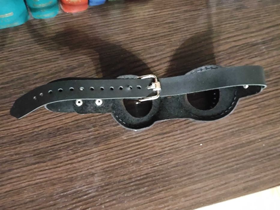 Очки авиатора кожаные байкера. Дизельпанк, гогглы, стимпанк, киберпанк