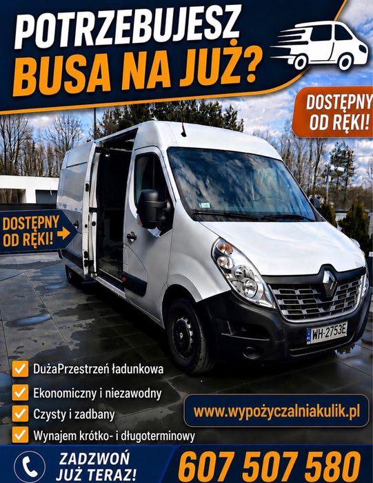 Renault Master 2.3 cdi 170 KM, bus, busy, furgon wynajem,blaszak
