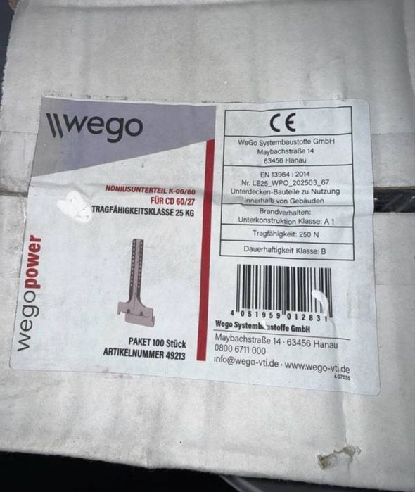 Wieszak noniuszowy czesc dolna CD60 100szt