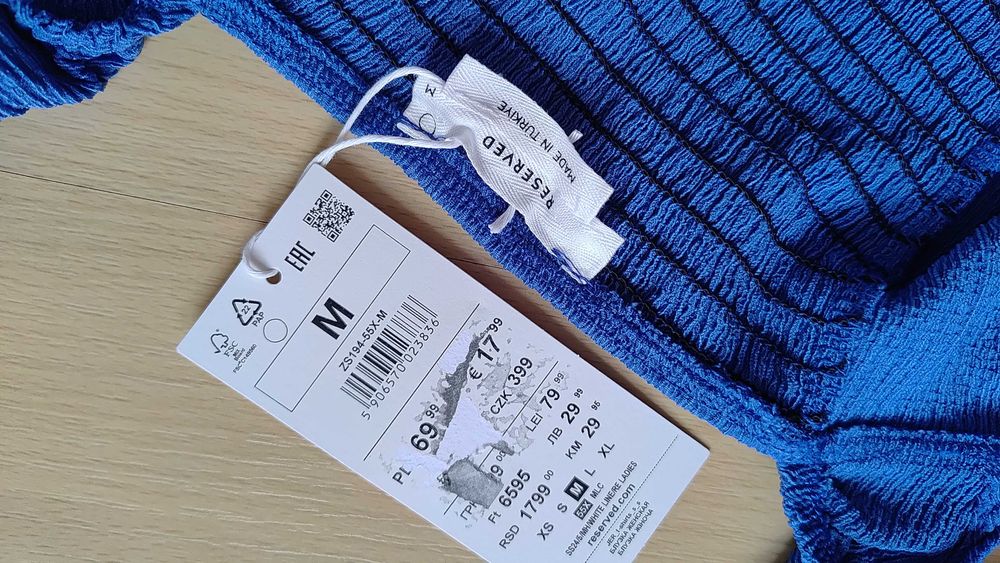 Chabrowa bluzka hiszpanka z wiązaniem Reserved M NOWA