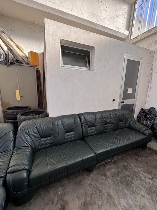 Мʼякий кутовий диван шкіряний з двома Кріслами комплект