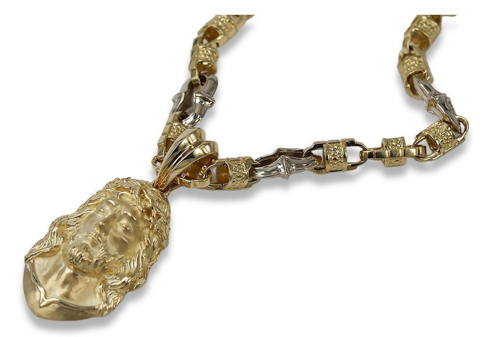 Złota zawieszka Jezus z łańcuchem 14k 585 pj001yM&cc053yw Kraków biżuteria
