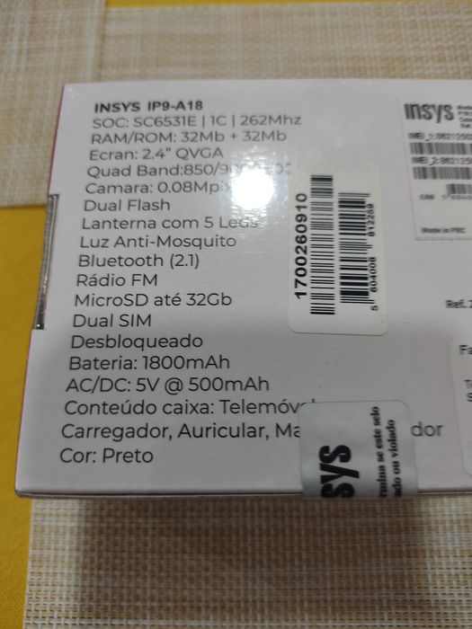 Telemóvel novo selado, dual sim com  radio