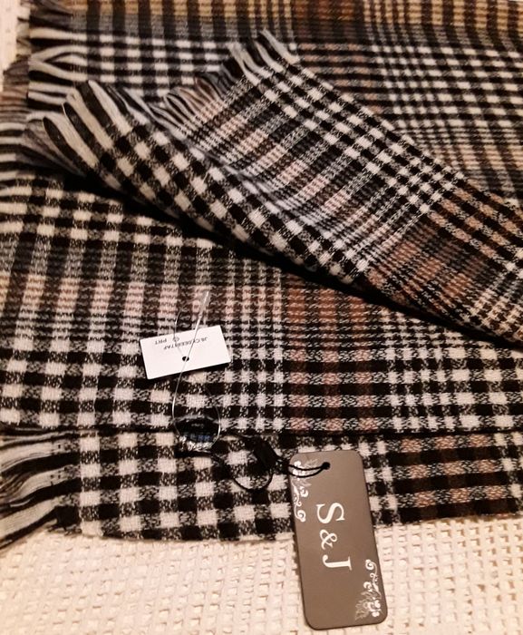 Echarpe grande em xadrez, unissexo, nova com etiqueta