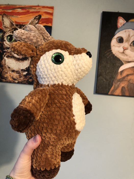 Pluszowy renifer/jeleń na szydełku