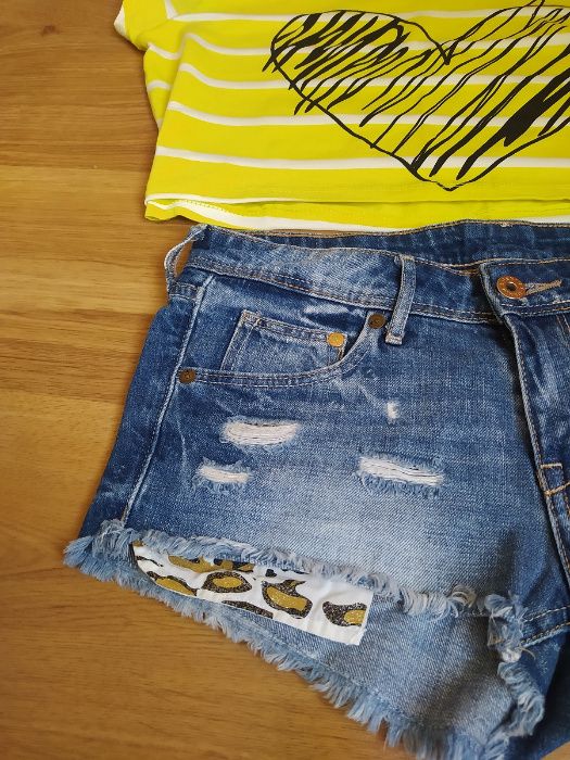 Szorty spodenki jeansowe dziury H&M