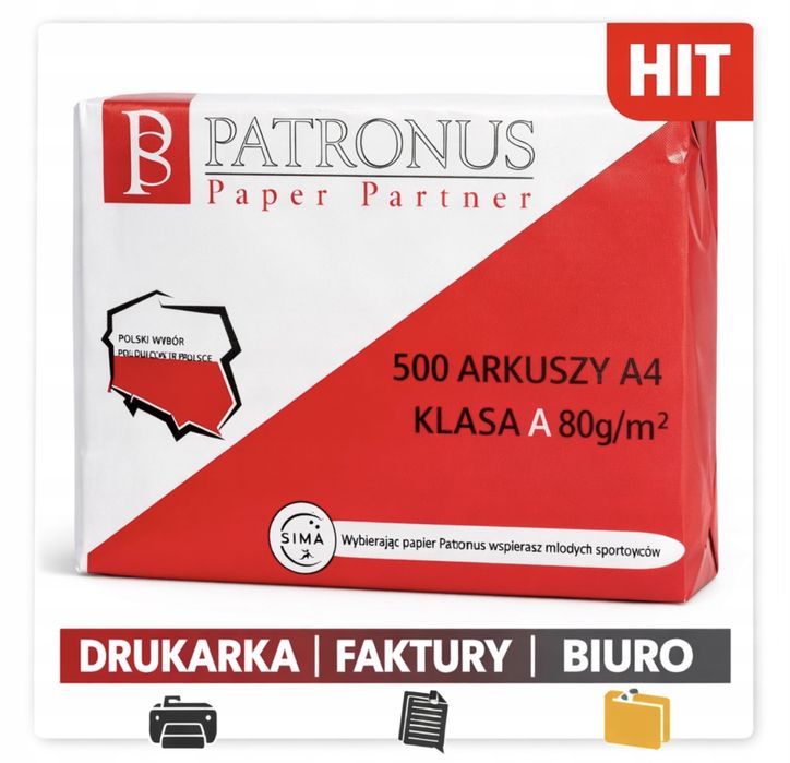 Papier ksero A4 60g 500 arkuszy Patronus biały do drukarki laser xero