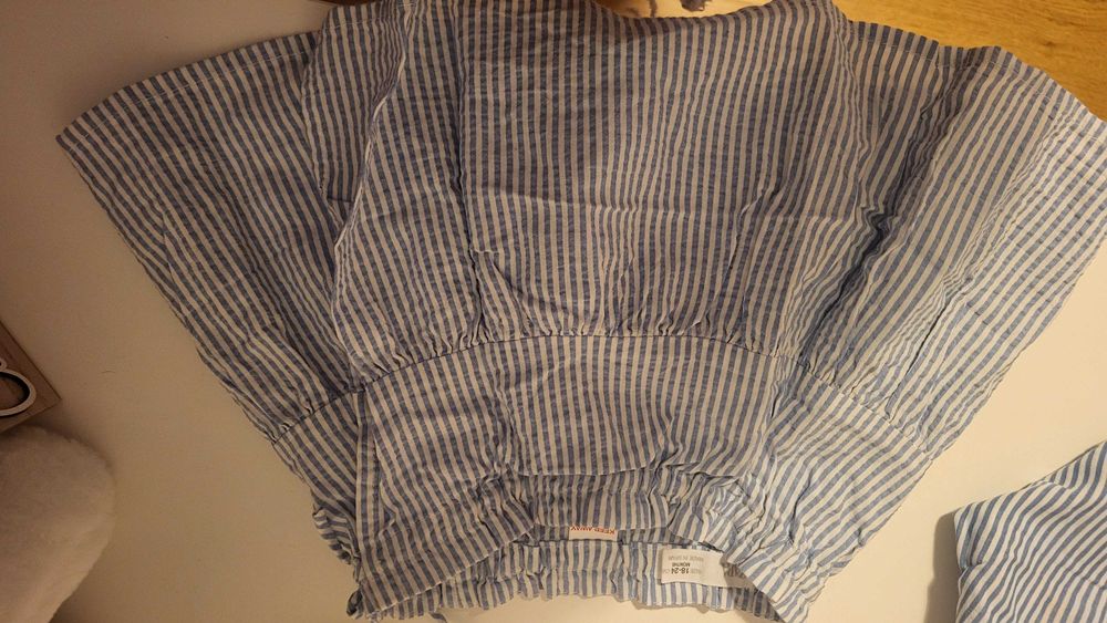 Saia e blusa às riscas azuis Verão menina 1-2 anos