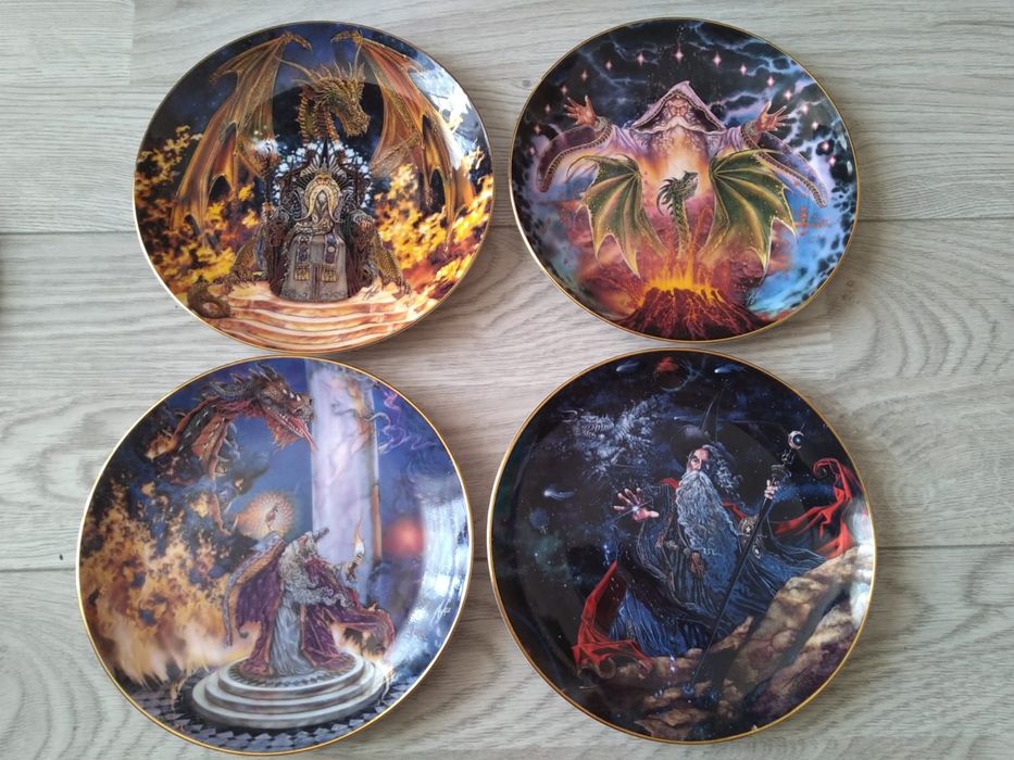Royal Doulton czarodzieje smoki talerze dekoracyjne kolekcjonerskie