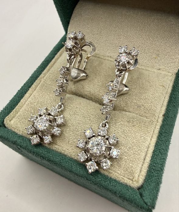 Złote kolczyki 750 z diamentami 2,34ct VS1-VS2/G-I