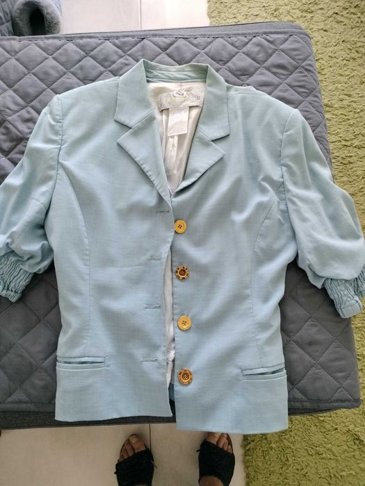 Tailleur Azul cintado original saia