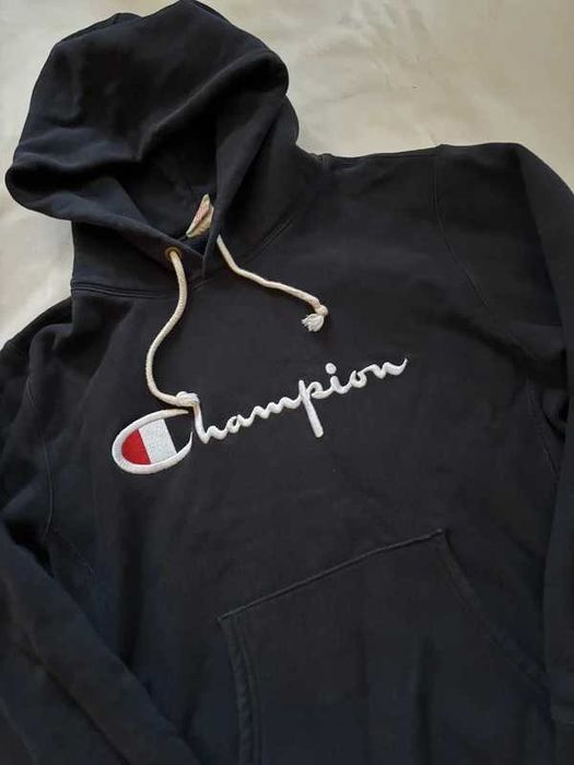 Bluza Champion Reverse Wave z kapturem hoodie Czarna L vintage