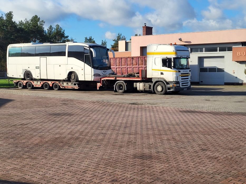 Transport kombajnów niskopodwoziowy ciągnika  przyczepy komba