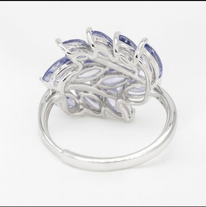 Anel Tanzanita Natural 1,40ct | GEMTEC | Prata 925 | Banho Ouro 18K