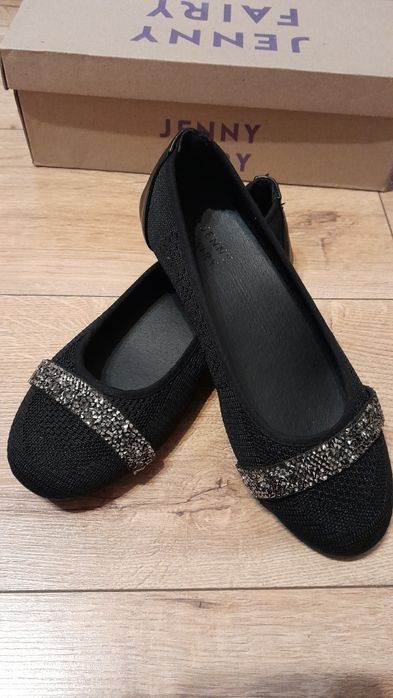 Balerinki czarne miękkie Jeany Fairy 36. Długość wkładki 23.5 cm
