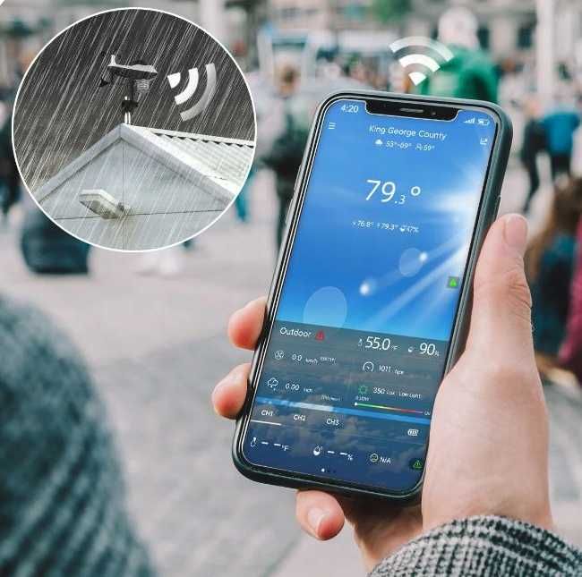 STACJA Pogodowa WiFi meteo termometr higrometr zegar alarm czujnik