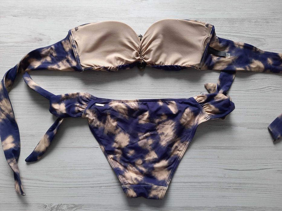 Купальник Victoria's secret оригинал бандо S M леопардовый с брошкой