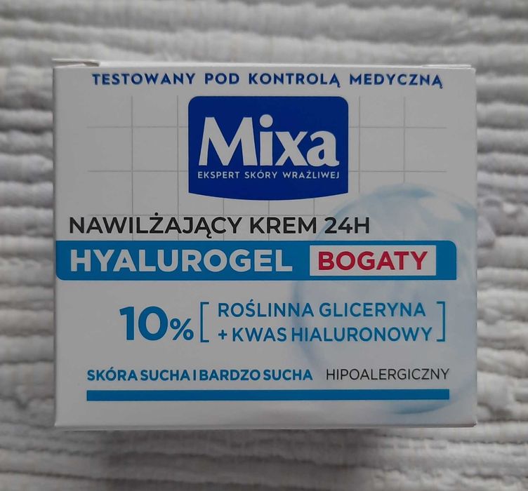 MIXA Hyalurogel nawilżający krem do twarzy, bogaty, 24H, RICH, 50 ml