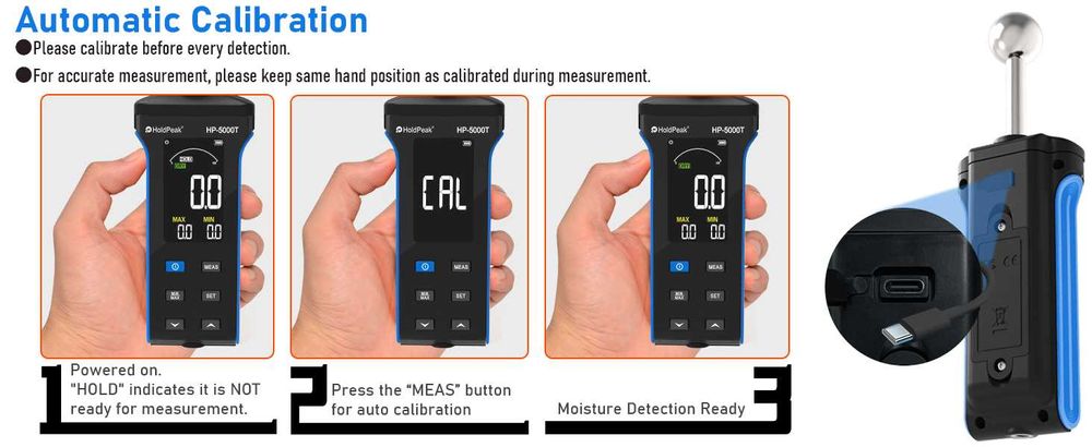 Miernik wilgotności Betonu Drewna Ścian HoldPeak HP-5000T