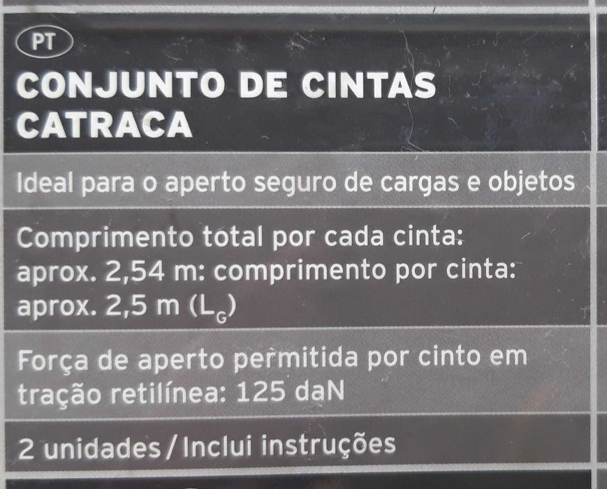 Conjunto de 2 cintas catraca - Artigo NOVO.