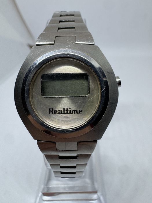 Zegarek Realtime vintage LCD stalowy unikat niesprawny